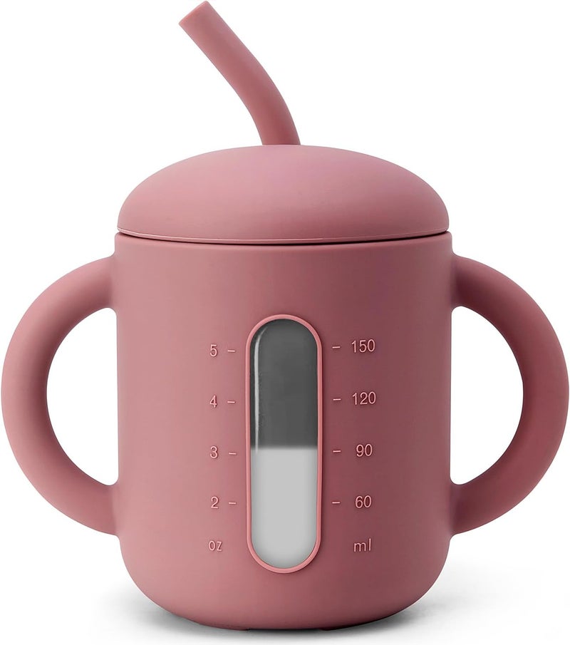 SAMiGO Silicone Baby Straw Cup - Rose - Image 1
